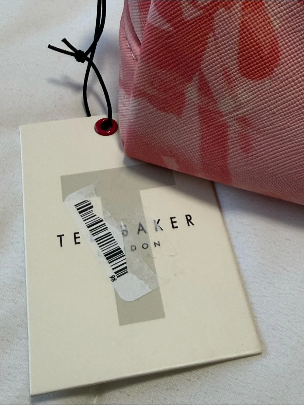 NWT-Ted Baker Pink Floral Print loaf Cosmetic Pouch with Gold Zipper